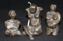 BHD (fl.1950's). Three bronze sculptures, largest 9cm