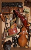 Assorted Indian ivory carvings and other wooden carvings