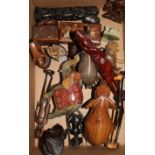 Assorted Indian ivory carvings and other wooden carvings