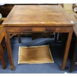 A Chinese hardwood card table, c.1900, W.90cm
