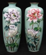 A pair of Japanese cloisonne vases