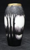 A cameo glass 'midnight landscape' vase, unmarked