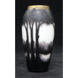 A cameo glass 'midnight landscape' vase, unmarked