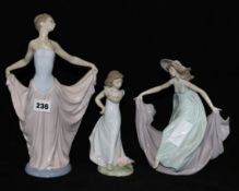Three Lladro figures of dancing ladies