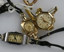 Three lady's wristwatches including two 9ct gold.
