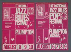 Two original promo flyers for the 9th and 10th Jazz Blues & Pop Festival held at Plumpton Racecourse