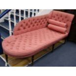 A button back chaise lounge, W.190cm