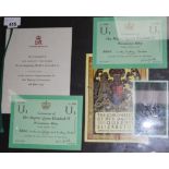 A framed set of invitation tickets to the 1953 Coronation