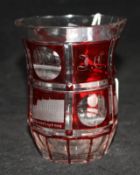 A Bohemian ruby stained spa beaker