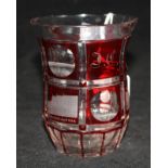 A Bohemian ruby stained spa beaker