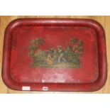 A 19th century red toleware tray