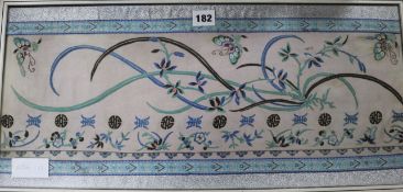 A Chinese silk embroidered sleeve, framed