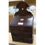 A George III oak candle box, height 44cm