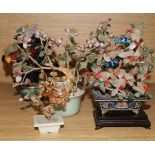 A collection five assorted Eastern hardstone models of Chinese trees, largest 19cm