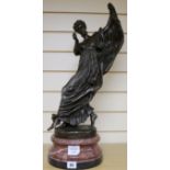 After Gerome bronze figure of a dancing lady, on marble socle, 63cm
