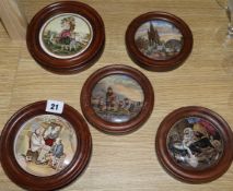 Five framed pot lids