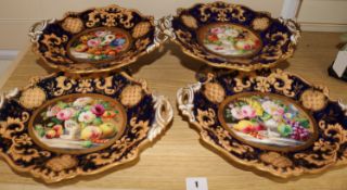 A set of four Victorian porcelain dessert dishes