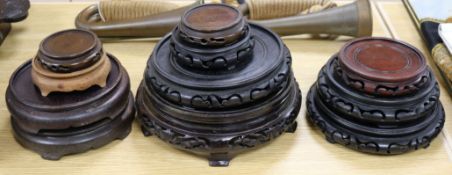 A group of assorted Chinese hardwood vase stands