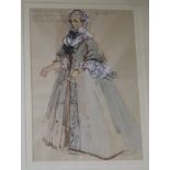 David Walker (1934-2008), Costume design for Mary Kempson as Lady Mary in Lionel and Clarissa at