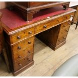 A Victorian mahogany pedestal desk, W.122cm