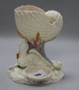 A Royal Worcester swan and nautilus shell vase, 8in.