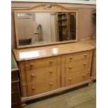 A pine chest with mirror, W.122cm