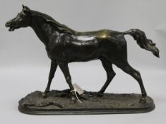 After Pierre-Jules Mene (1810-1871), A bronze model of a horse 'Djinn', 15.5in.