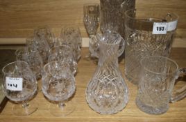 A set of eight Stuart 'fuschia pattern' glass goblets and sundry cut glassware