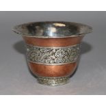 A Tibetan silver and copper flared cup, diameter 3.75in.