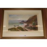 George Henry Jenkins (1843-1919), watercolour, Cornish coastal scene, signed, 30 x 50cm