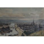 F.H.G. Panoramic view of a continental city, watercolour, body/c & pencil, initialled, Prov: Sir R W