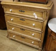 A 19th century Continental pine chest of drawers, W.103cm