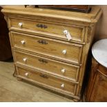 A 19th century Continental pine chest of drawers, W.103cm