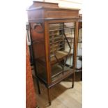 An Edwardian inlaid display cabinet, H.149cm