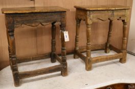 Two oak joynt stools, H. both 51cm