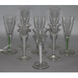 Eight assorted Georgian style twist stem glasses, largest 8in.