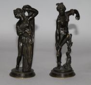 Two late 19th century Grand Tour bronzes, after the antique, 5.5in.