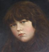 Late 19th century English School, oil on canvas, portrait of a girl, indistinctly signed, 31 x 24cm,