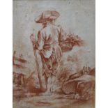 After Boucher, sanguine chalk, study of a boy holding a basket, 20 x 15cm