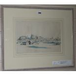 Philip Gregory Needell (1886-1974), Avignon from Villeneuve, pen, ink & wash, signed with
