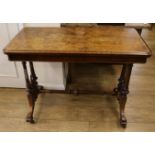 A Victorian walnut rectangular topped card table, W.98cm