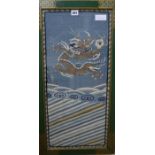 A Chinese kossu silk 'dragon' panel, 68 x 30cm