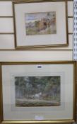 Walter Duncan, two watercolours, 'Howling Word' and 'Around the Campfire', both signed, 19 x 28cm