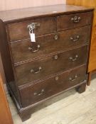 An 18th century oak chest of drawers, W.87cm
