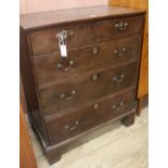 An 18th century oak chest of drawers, W.87cm