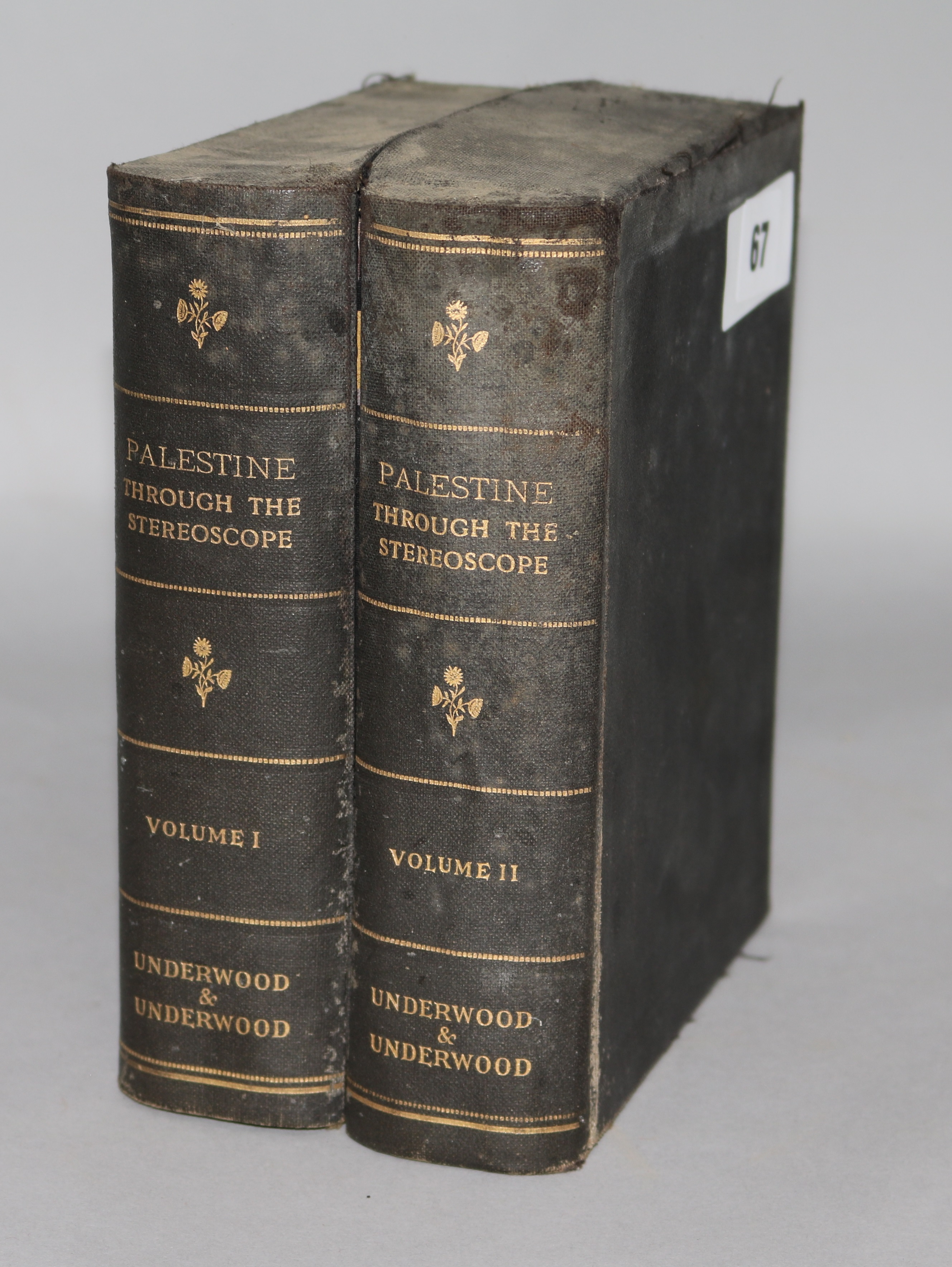 A set of Underwood & Underwood Palestine through the Stereoscope stereoscopic slides, bound as two