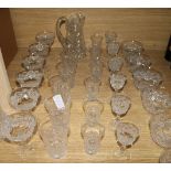 A suite of Webb cut glassware, twenty nine pieces, and two other items