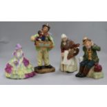 Four Royal Doulton figures: Chloe, Owd Willum, Grandma and Organ Grinder