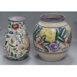 A Poole Carter Stabler Adams vase and a later Poole vase, height 10in. & 9.5in.