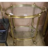 A 1960's two tier oval tea trolley, W.62cm